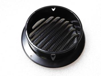 Grille d'aération avec moustiquaire - 19 cm - ronde - métal noir