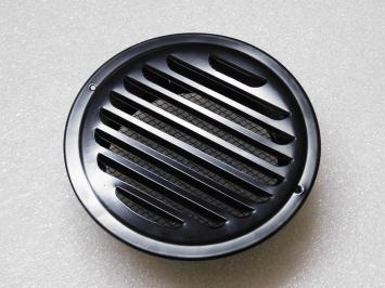 Grille d'aération avec moustiquaire - 19 cm - ronde - métal noir