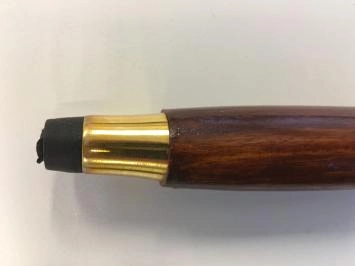 Wandelstok hout met adelaarshoofd, messing