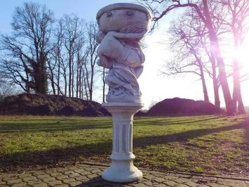 Mann und Frau mit Schale - auf Sockel - Stein - 140 cm