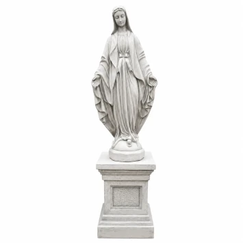 Maria op sokkel - steen - 175 cm - klassiek wit - in detail