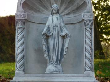 Klassieke Bidkapel met Maria - 65 cm - Steen - Wit/Grijs