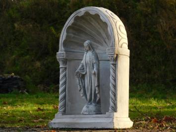 Klassieke Bidkapel met Maria - 65 cm - Steen - Wit/Grijs