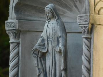 Klassieke Bidkapel met Maria - 65 cm - Steen - Wit/Grijs