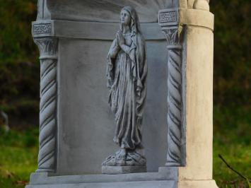 Klassieke Bidkapel met Biddende Maria - 65 cm - Steen - Wit/Grijs