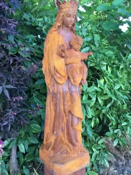 Statue de jardin de la Vierge Marie avec Jésus - en fonte