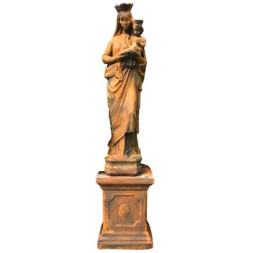 Maria met kind - op sokkel - steen - 120 cm - oxide