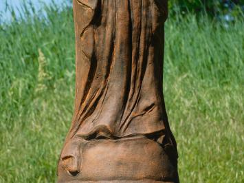 Marienstatue auf Sockel – 128 cm – Massiver Oxidstein – Betende Maria