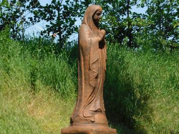 Marienstatue auf Sockel – 128 cm – Massiver Oxidstein – Betende Maria