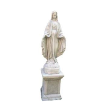 Maria op sokkel - steen - 115 cm - klassiek wit - in detail