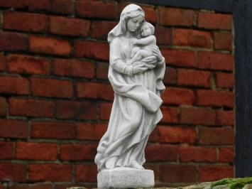 Maria - met kind - stenen beeld - 37 cm - wit en grijs