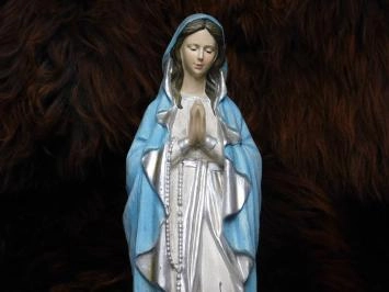 Maria - met rozenkrans - polystone beeld - 50 cm - in kleur