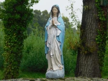 Maria - met rozenkrans - polystone beeld - 50 cm - in kleur