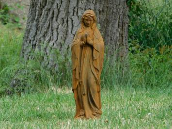 Marienstatue mit Rosenkranz in Oxid - massivem Stein