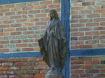 Maria Tuinbeeld – 110 cm – Steen in Oxide – Groot Stenen Mariabeeld voor Tuin of Kapel