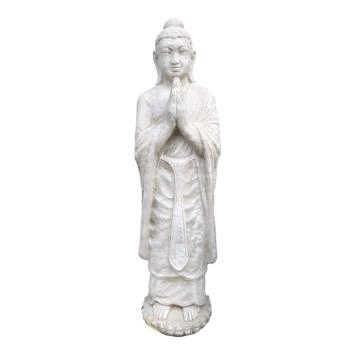 Staande Boeddha - stenen beeld - 115 cm - klassiek wit