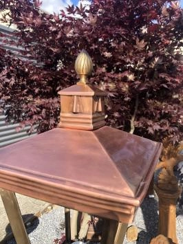 Koperen lamp, staande tuinlamp, borderlamp
