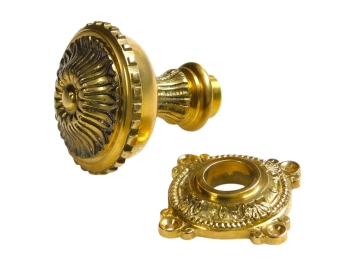 Poignée de porte fixe avec rosace - laiton poli classique