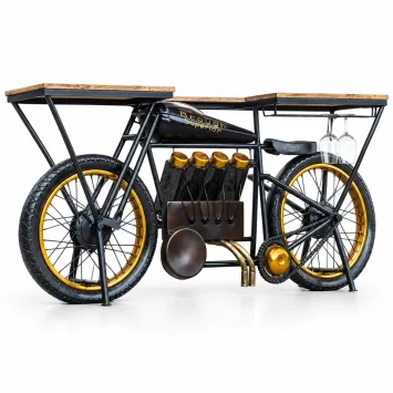 Motorfiets Side Table – industriële bartafel met wijnrek