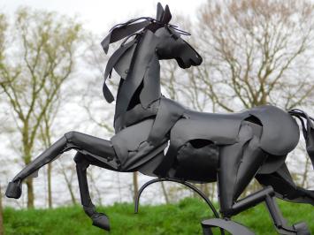 Abstract Beeld Paard - 70 cm - Zwart - Metaal