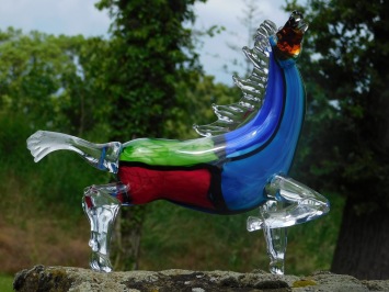 Cheval en verre soufflé – style Murano – sculpture artisanale