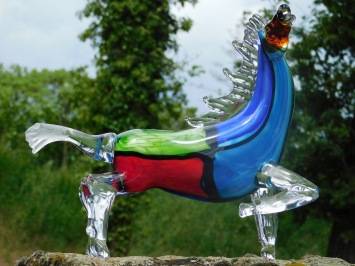 Cheval en verre soufflé – style Murano – sculpture artisanale