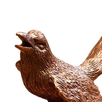 Set vogels, bronzen musjes, unieke beelden voor buiten