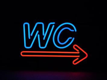 Neon Schild WC - 50 cm - Blau mit Rot - Klassisches Sign