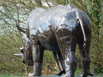 Rhinocéros 'Aitan' - fait main en Afrique - métal - unique
