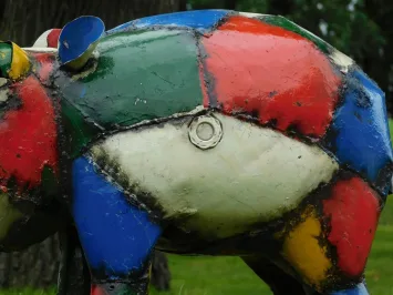 Statue d'hippopotame de jardin « Jabari » – métal coloré – 80 cm