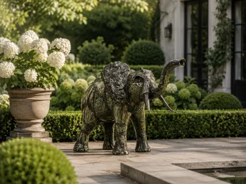 Unieke afrikaanse olifant - ijzeren tuinbeeld