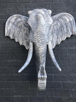Fors wandornament van een olifant, beton look, heel groot en fors!