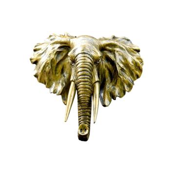 Wandornament Olifant – polystone 38 cm – goud met zwart