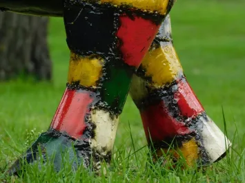 Tuinbeeld olifant – kleurrijk metalen kunstwerk – 96 cm