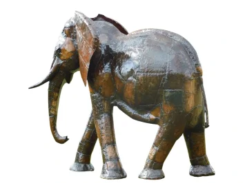 Levensgrote olifant – metalen tuinbeeld – bruin – 225 cm