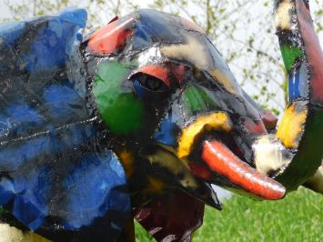 Sculpture d'éléphant – métal – trompe levée – 138 x 175 cm