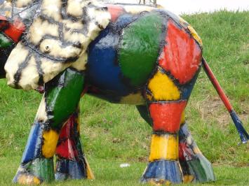 Sculpture d'éléphant – métal – fait main – en couleur – 110 x 210 cm