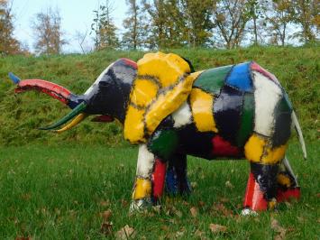 Statue Elefant - 115 cm - Handgefertigtes Kunstwerk - Farbe