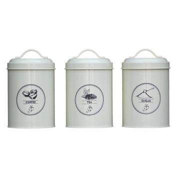 Set van 3 - Koffie, thee en suiker - opbergblik metaal