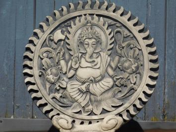 Ornament Ganesha - vol steen - grijs met zwart