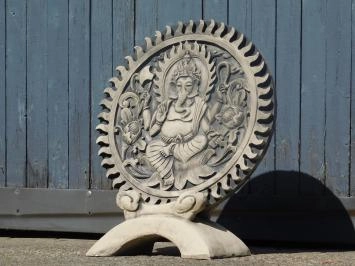 Ganesh - ornement en pierre - 70 cm - gris/noir - en détail