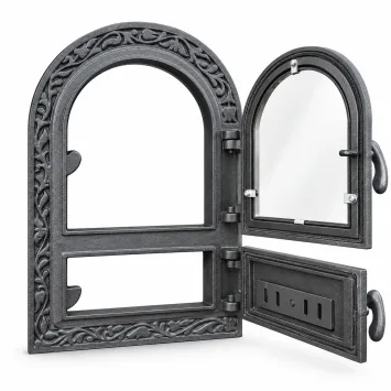 Porte de four en fonte avec vitre – 48,5 cm – Porte à cendres