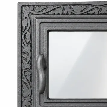 Porte de four pour cuisinière - avec trappe à cendres - en fonte et verre