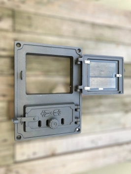 Porte de four - porte de poêle rectangulaire - en fer et en verre