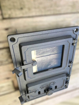 Porte de four - porte de poêle rectangulaire - en fer et en verre