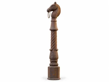 Paardenpaal gietijzer – paardenkop met ring – 107 cm