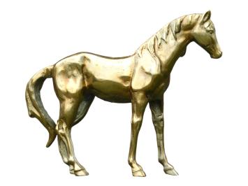 Paard sculptuur, beeld, goud kleurig, verzamelbeeld