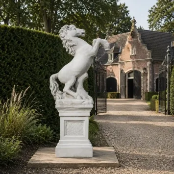 Paardenbeeld steen - groot tuinbeeld - 160 cm - klassiek
