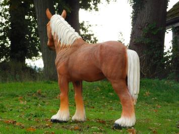 Cheval blond – 110 cm – sculpture réaliste en polystone