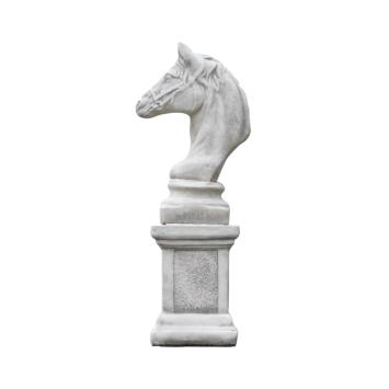 Paardenhoofd op sokkel - 83 cm - steen - tuinbeeld